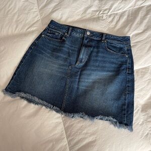 LOFT | Dark Blue Frayed Mini Skirt | Women’s Size 12